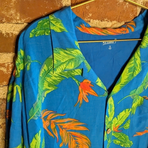 KS Island 3XL Hawaiian Mens Floral Short Sleeve Button Down Multicolor Shirt - Picture 2 of 6